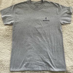 Men L BROWNING Gray Camo T-Shirt Buckmark Tee USA